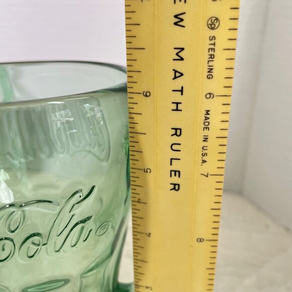 Set Of 4 Coca-Cola Embossed Heavy Green Glass Mugs With Handle Vintage Style 16 - Picture 10 of 11